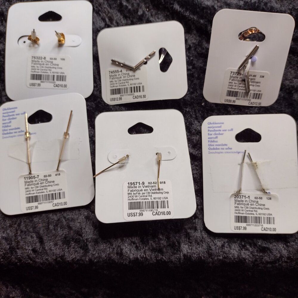 Lot New Claires Colored Faux Gemstone Rings Hypoallergenic Earrings Crawlers Set - Picture 7 of 7